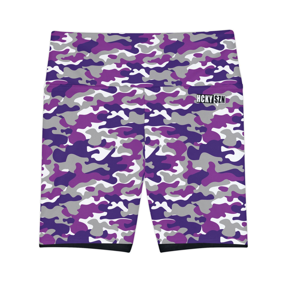 HKY SZN High Waisted Workout Shorts (Purple Haze Camo)