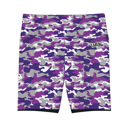 HKY SZN High Waisted Workout Shorts (Purple Haze Camo)