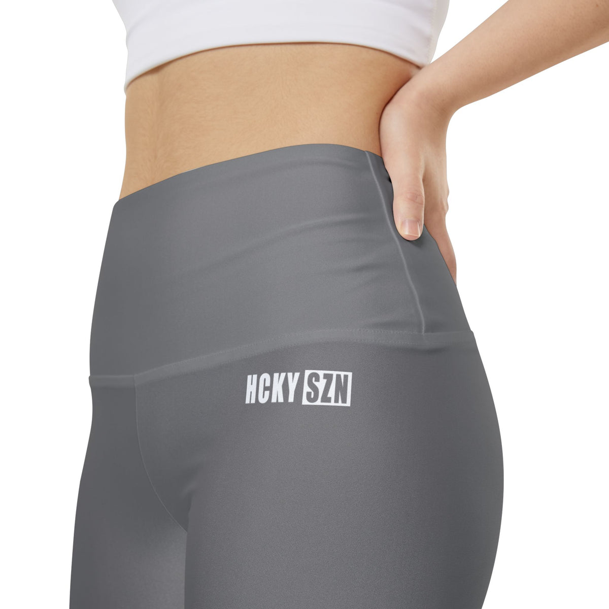 HKY SZN High Waisted Workout Shorts (Graphite Grey)