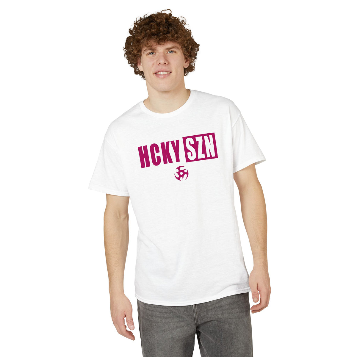 HCKY SZN Simple Star DryBlend Tee Shirt (Raspberry Logo) - Various Colors