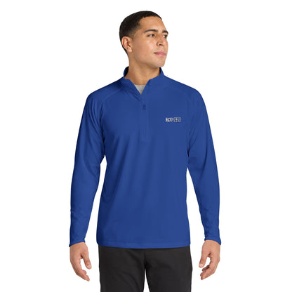 HCKY SZN Embroidered Quarter-Zip Pullover (Royal/White)