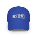 HCKY SZN Low Profile Embroidered Baseball Cap - Blue (White Logo)