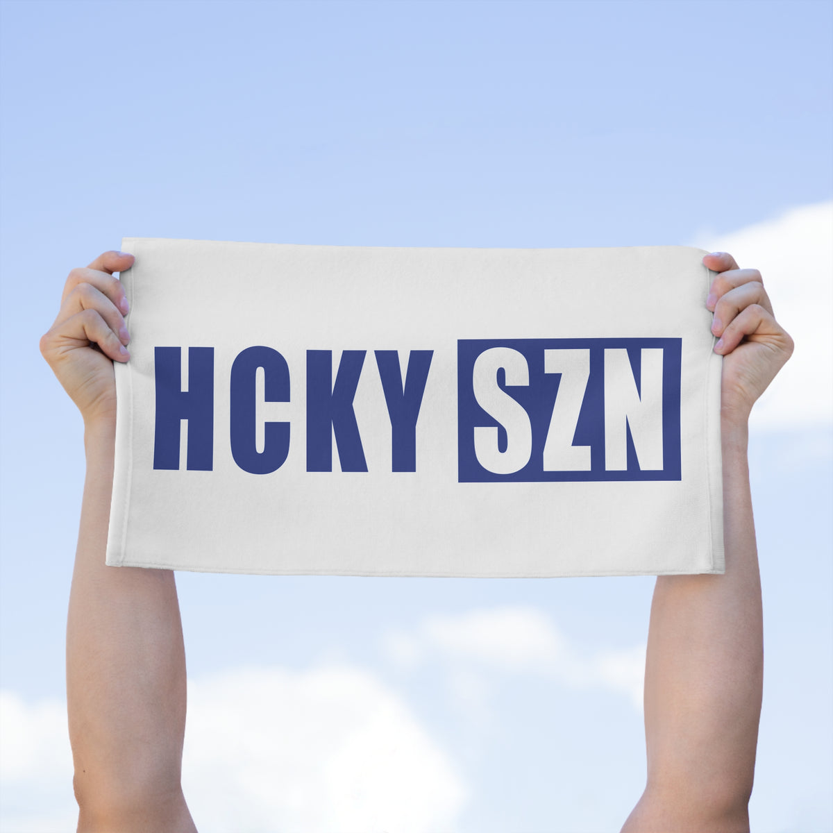 HCKY SZN 11x18 Skate Towel (White/Blue) Hockey Towel