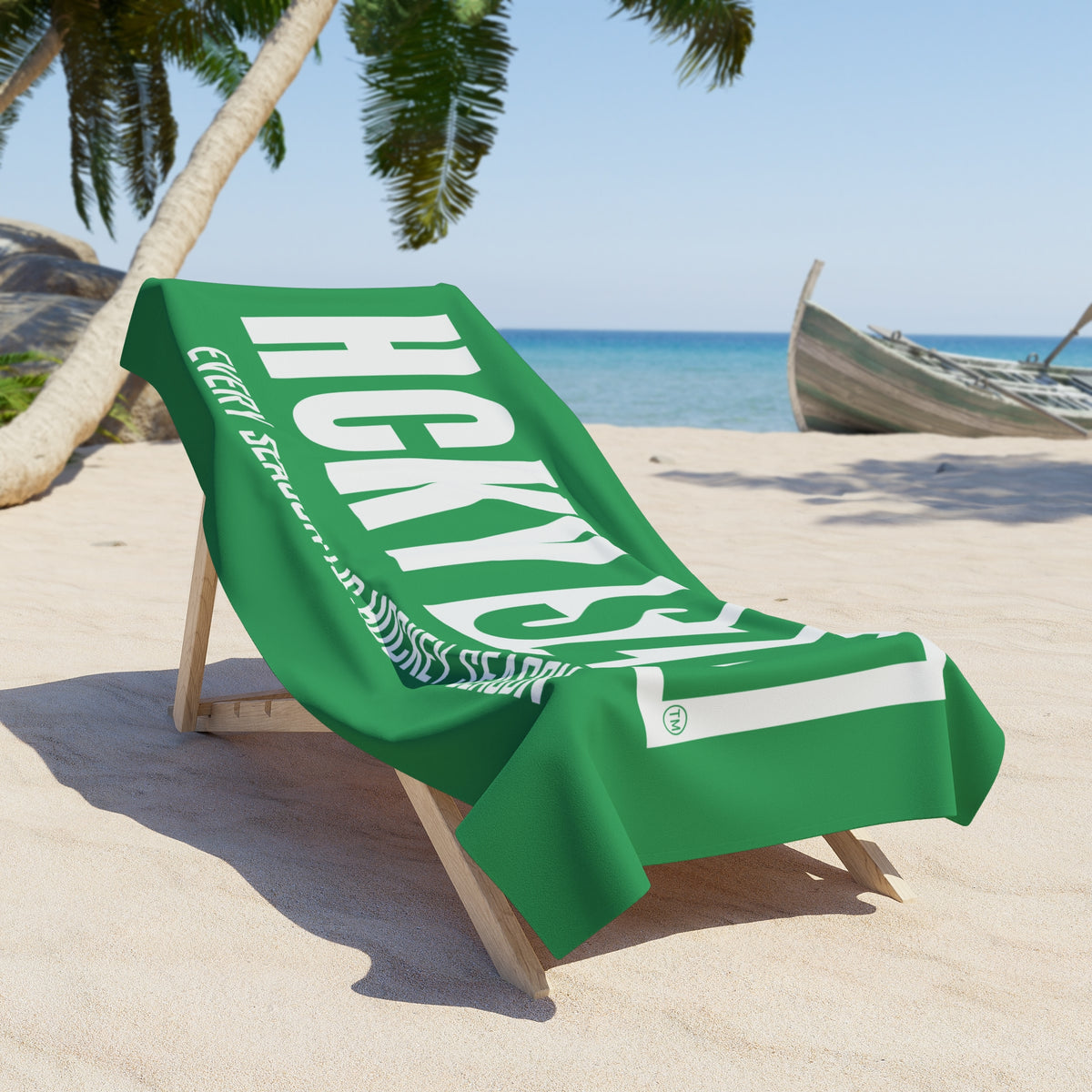 Every Season is HCKY SZN Beach Towel (Green)