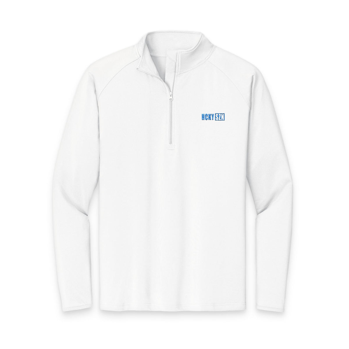 HCKY SZN Embroidered Quarter-Zip Pullover (White/Sky Blue)