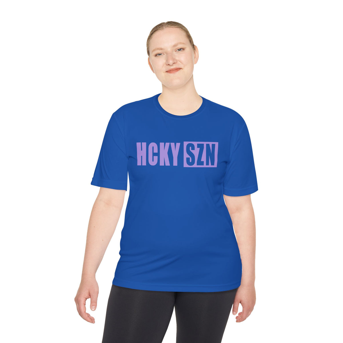 HCKYSZN (Flagship Logo) Adult Performance Tee - Royal/Lavender