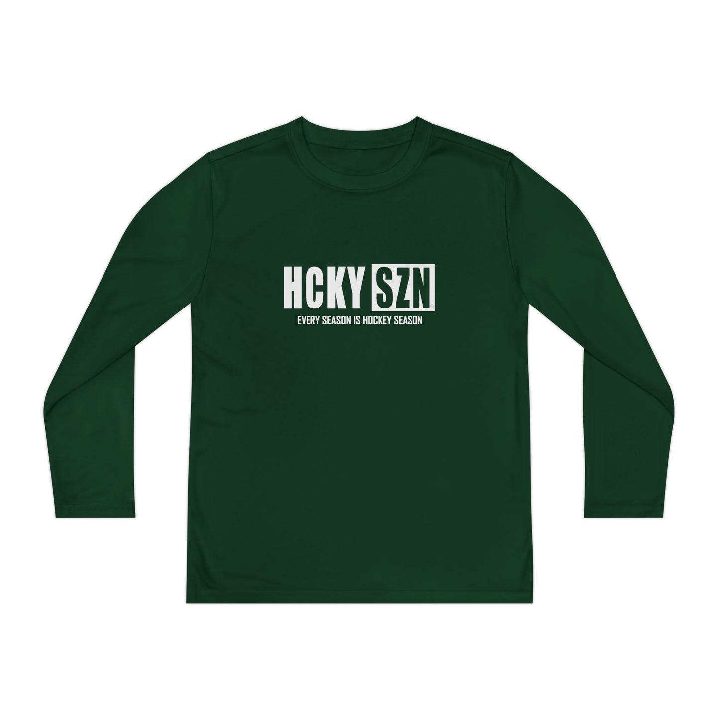 Every Season is HCKY SZN Youth Competitor Long Sleeve Tee (White Logo) - Various Colors