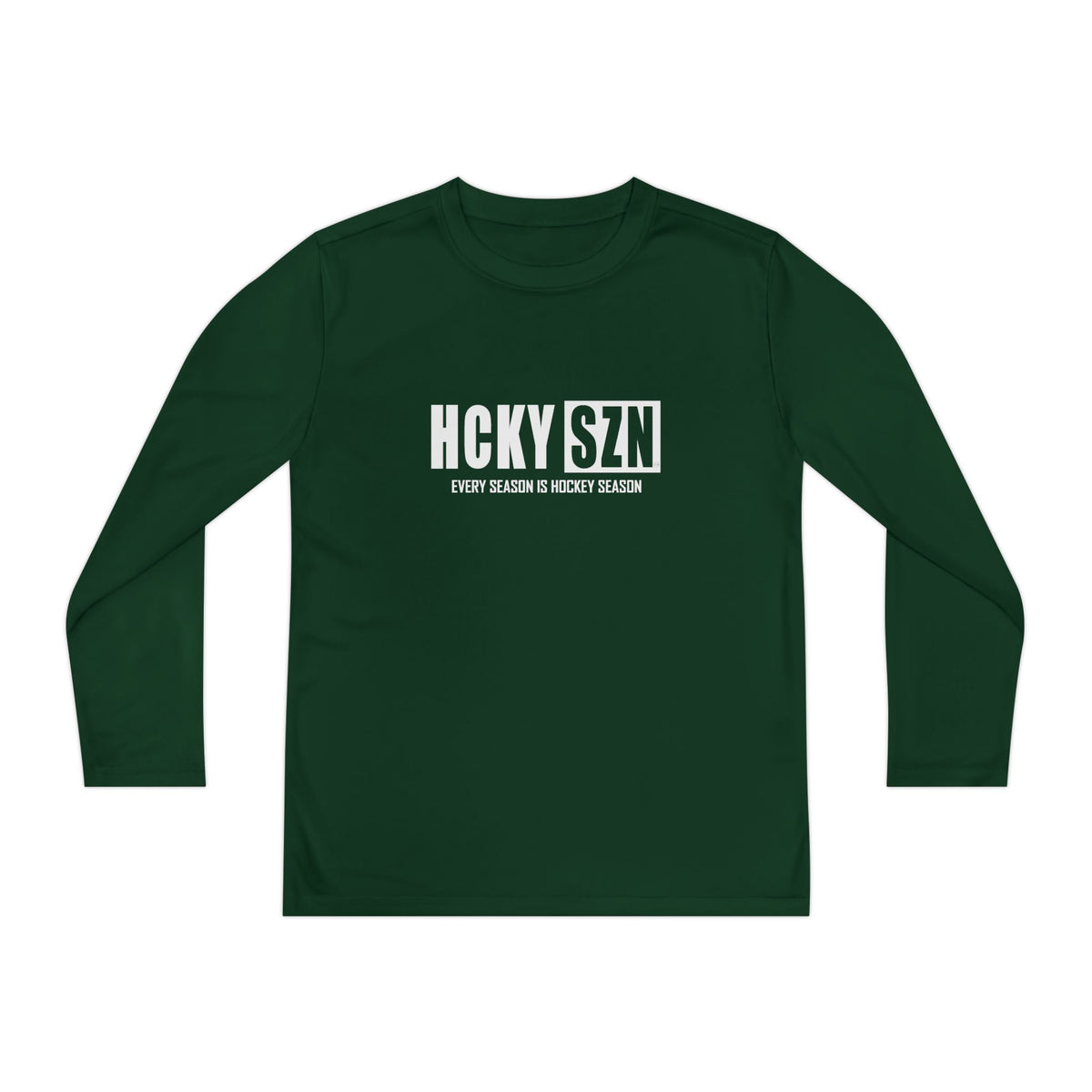 Every Season is HCKYSZN Youth Performance Long Sleeve Tee - White Logo