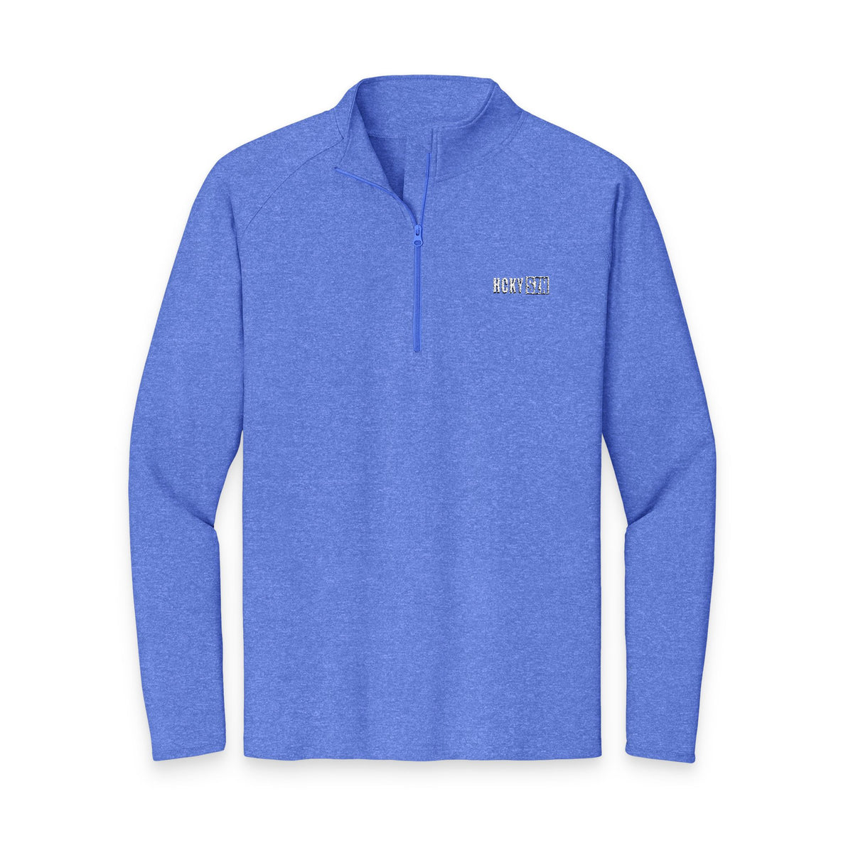 HCKY SZN Embroidered Quarter-Zip Pullover (Heather Royal/White)