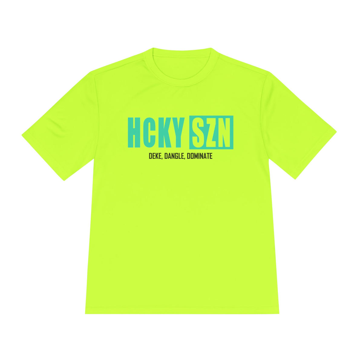 HCKYSZN (Deke Dangle) Adult Performance Tee - Neon Yellow/Seafoam/Black