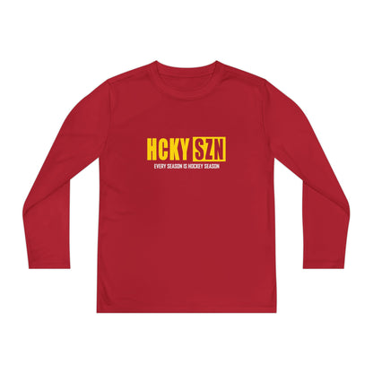 Every Season is HCKY SZN Youth Competitor Long Sleeve Tee (Yellow Logo) - Various Colors