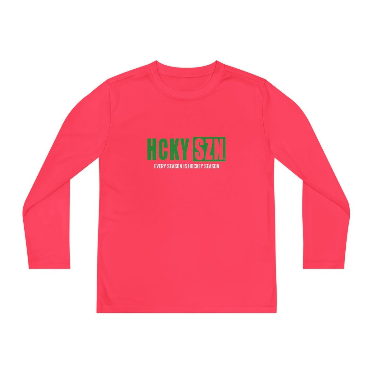 Every Season is HCKY SZN Youth Competitor Long Sleeve Tee (Green Logo) - Various Colors
