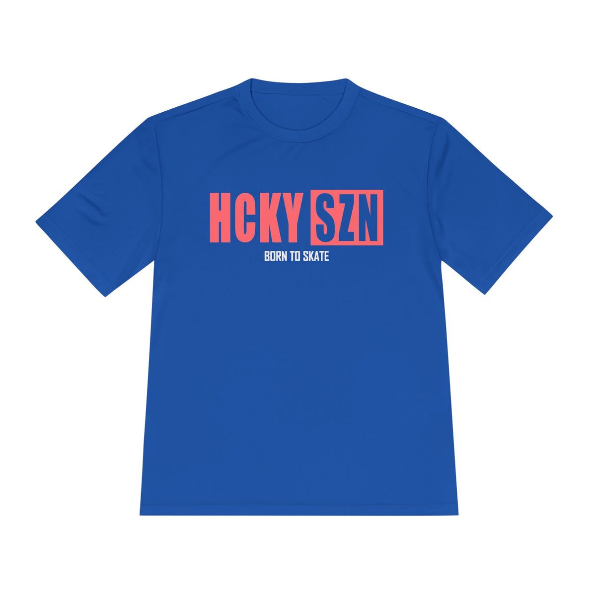 HCKYSZN (Born to Skate) Adult Performance Tee - Royal/Peach/White