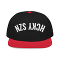 Upside Down HCKY SZN Embroidered Snapback Hat (Black/Red)