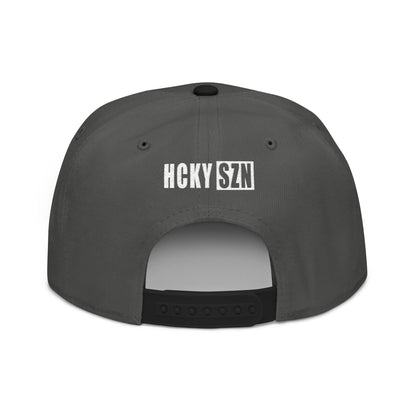 Upside Down HCKY SZN Embroidered Snapback Hat (Black/Charcoal)