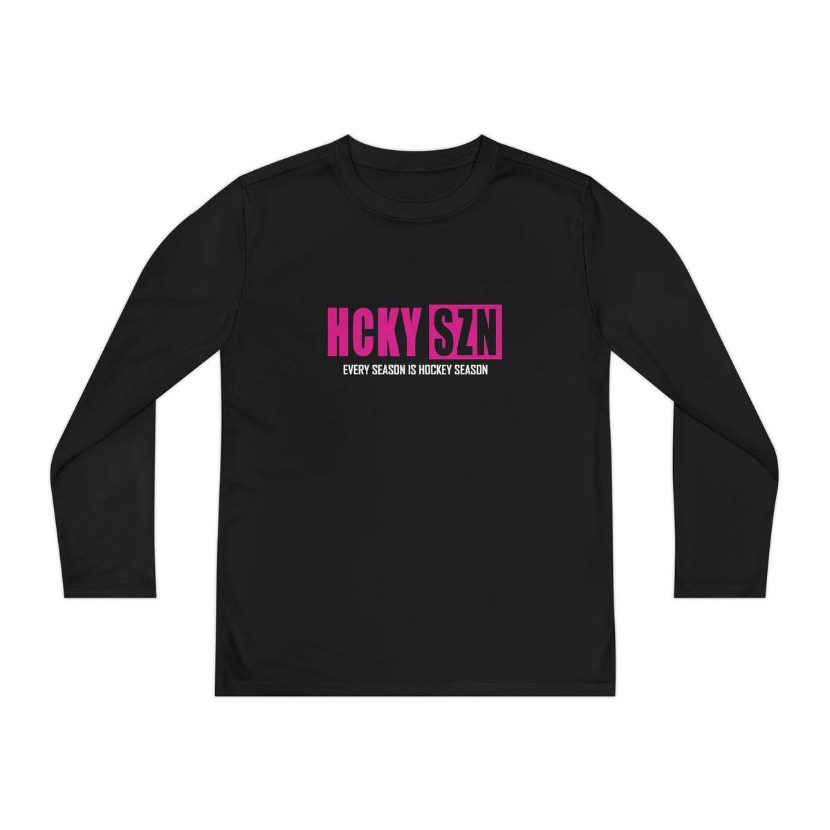 Every Season is HCKY SZN Youth Competitor Long Sleeve Tee (Hot Pink Logo) - Various Colors