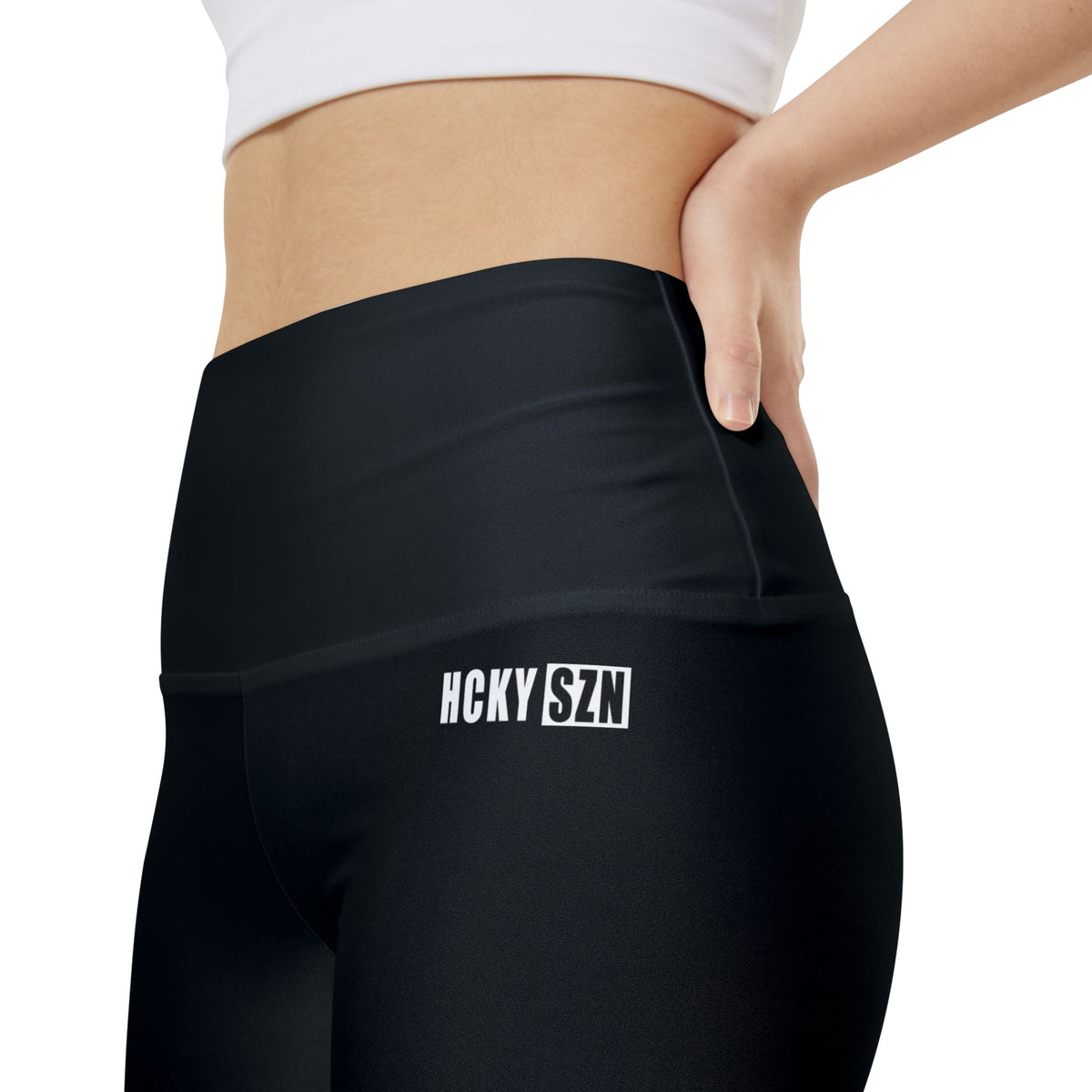 HKY SZN High Waisted Workout Shorts (Pitch Black)