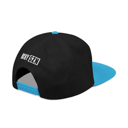 Upside Down HCKY SZN Embroidered Snapback Hat (Black/Aqua)