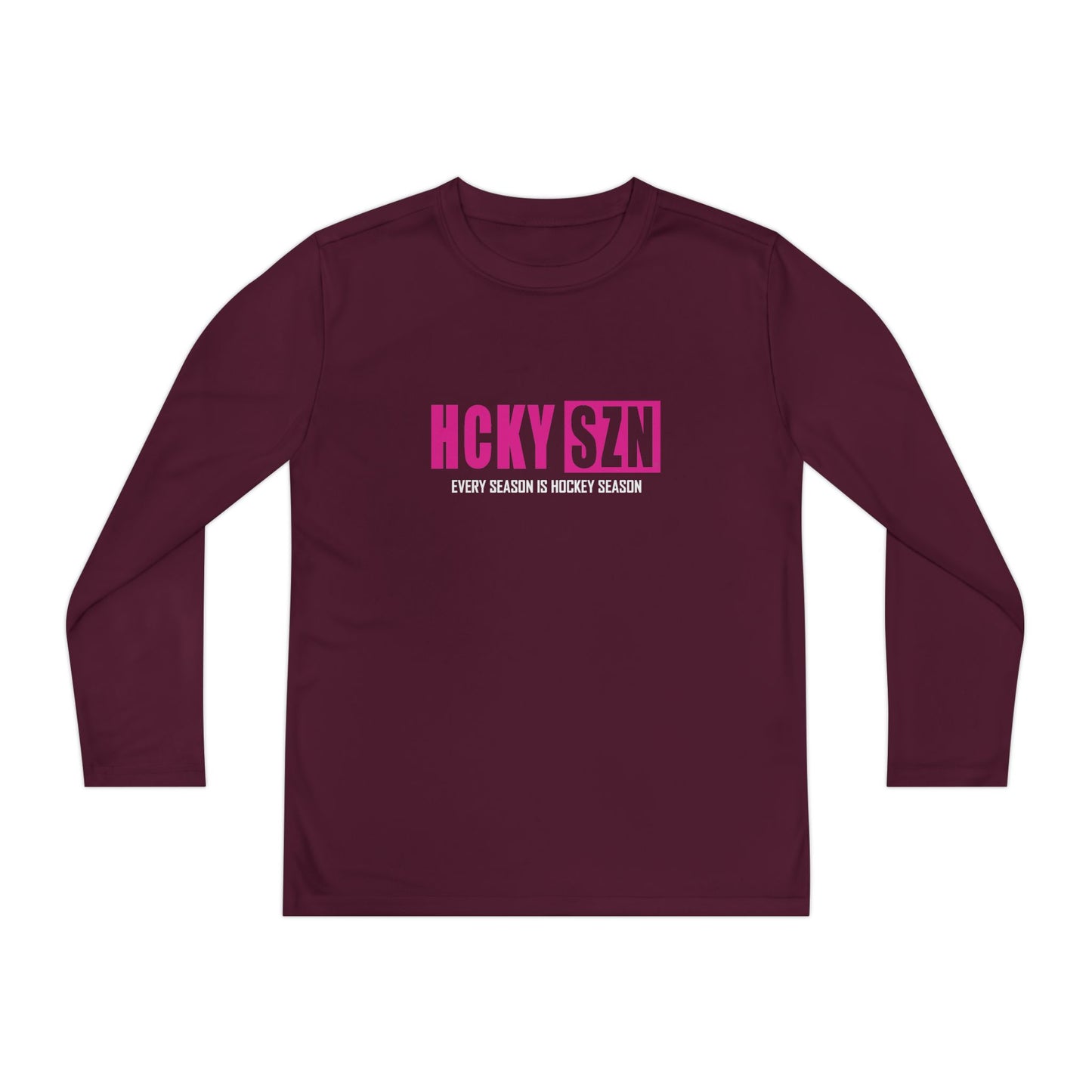 Every Season is HCKY SZN Youth Competitor Long Sleeve Tee (Hot Pink Logo) - Various Colors