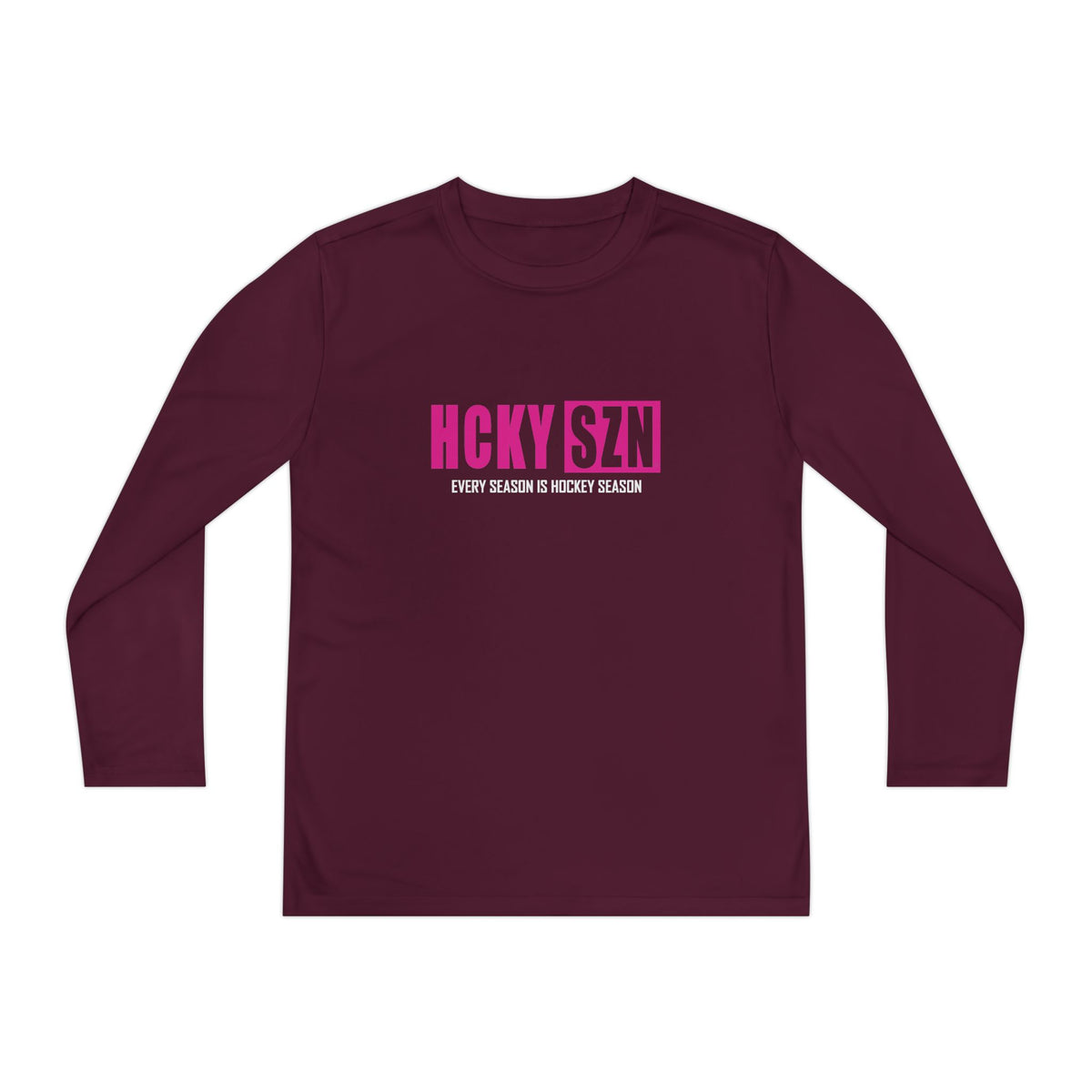 Every Season is HCKY SZN Youth Competitor Long Sleeve Tee (Hot Pink Logo) - Various Colors