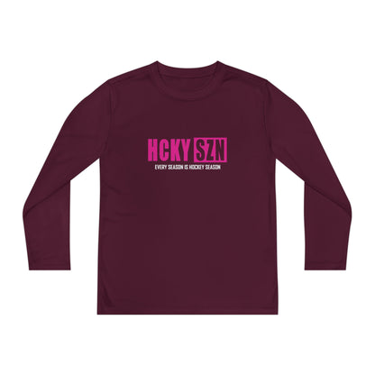 Every Season is HCKY SZN Youth Competitor Long Sleeve Tee (Hot Pink Logo) - Various Colors