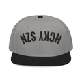 Upside Down HCKY SZN Embroidered Snapback Hat (Grey/Black)