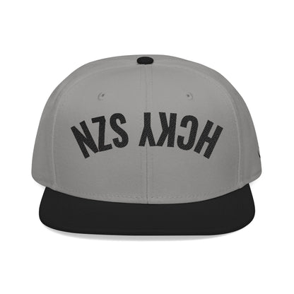 Upside Down HCKY SZN Embroidered Snapback Hat (Grey/Black)