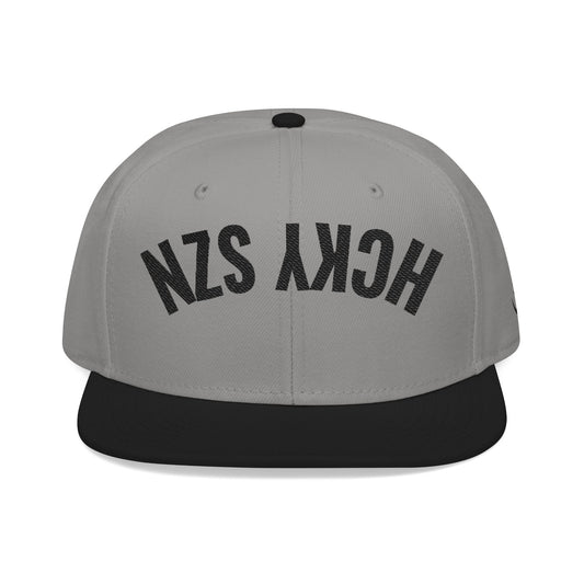 Upside Down HCKY SZN Embroidered Snapback Hat (Grey/Black)