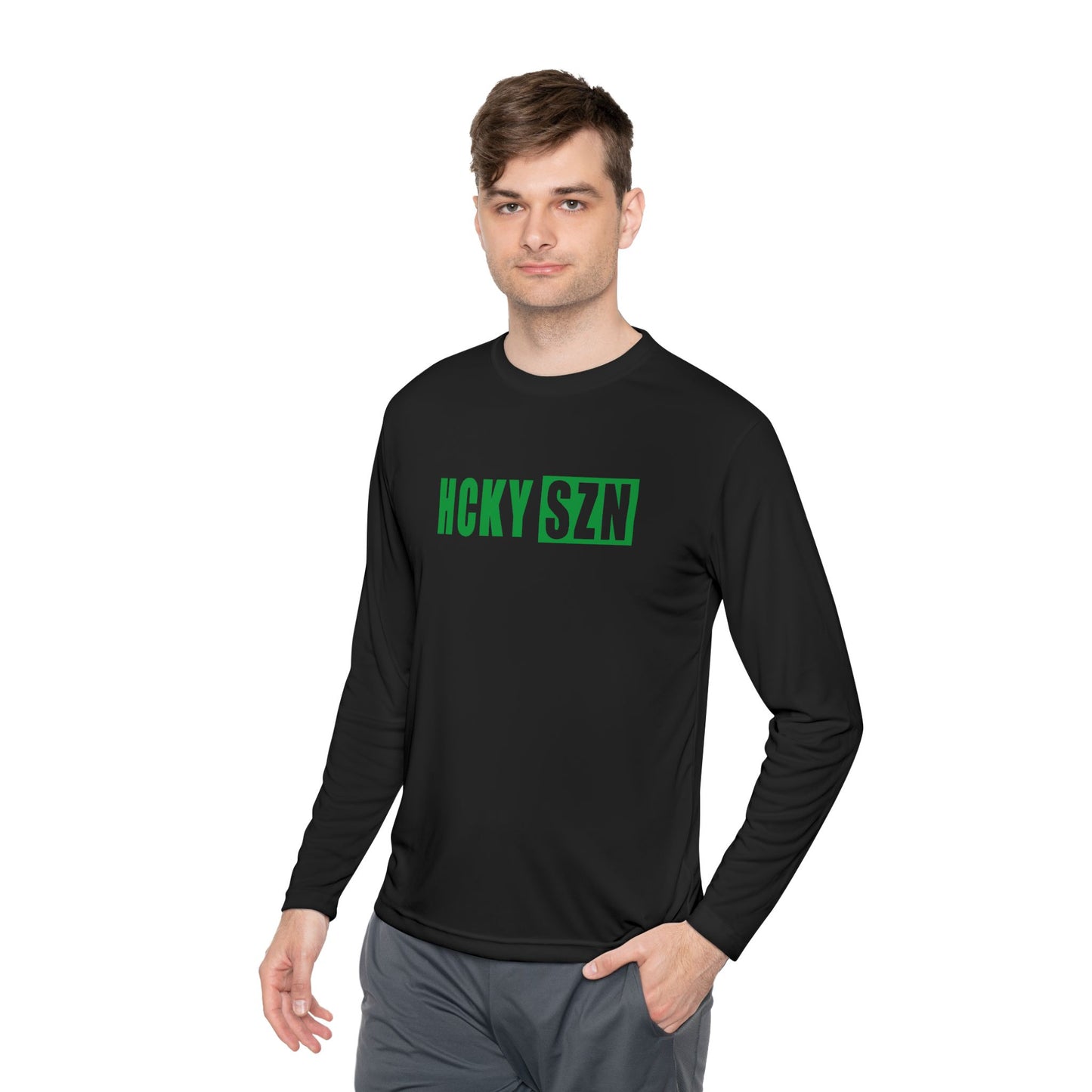 HCKY SZN Performance Long Sleeve Tee (Green Logo) - Various Colors