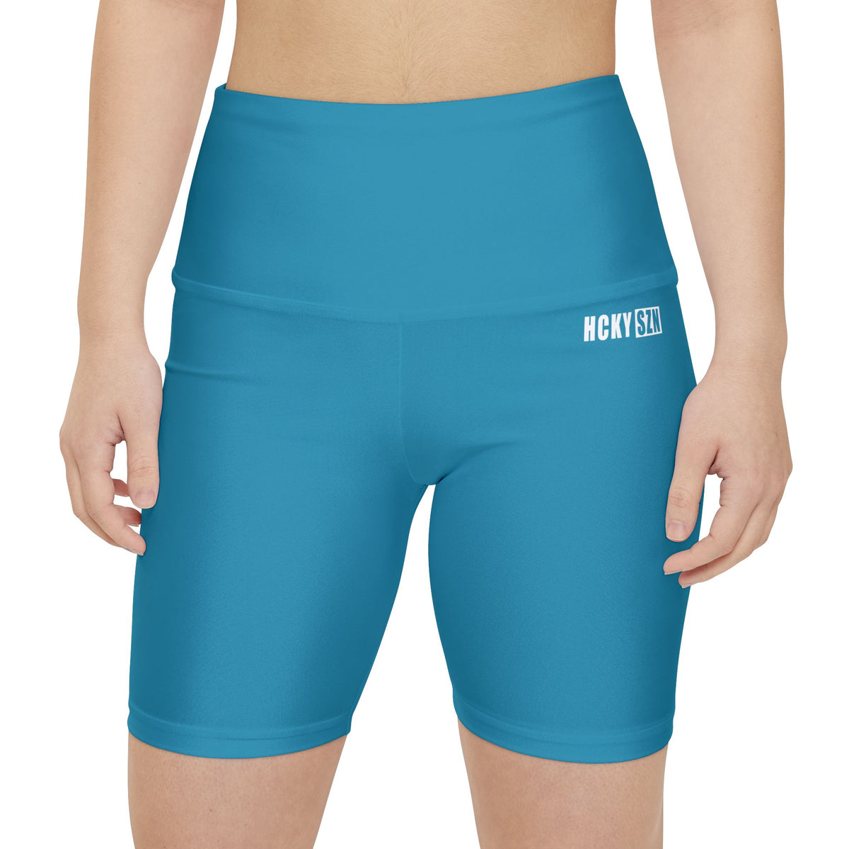 HKY SZN High Waisted Workout Shorts (Coastal Blue)