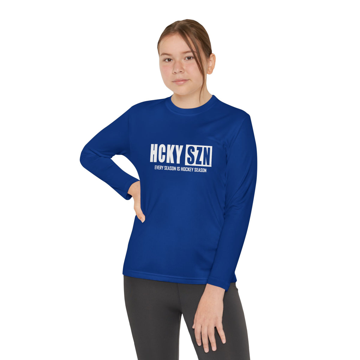 Every Season is HCKYSZN Youth Performance Long Sleeve Tee - White Logo