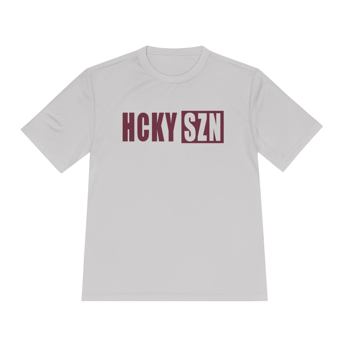 HCKYSZN (Flagship Logo) Adult Performance Tee - Silver/Maroon