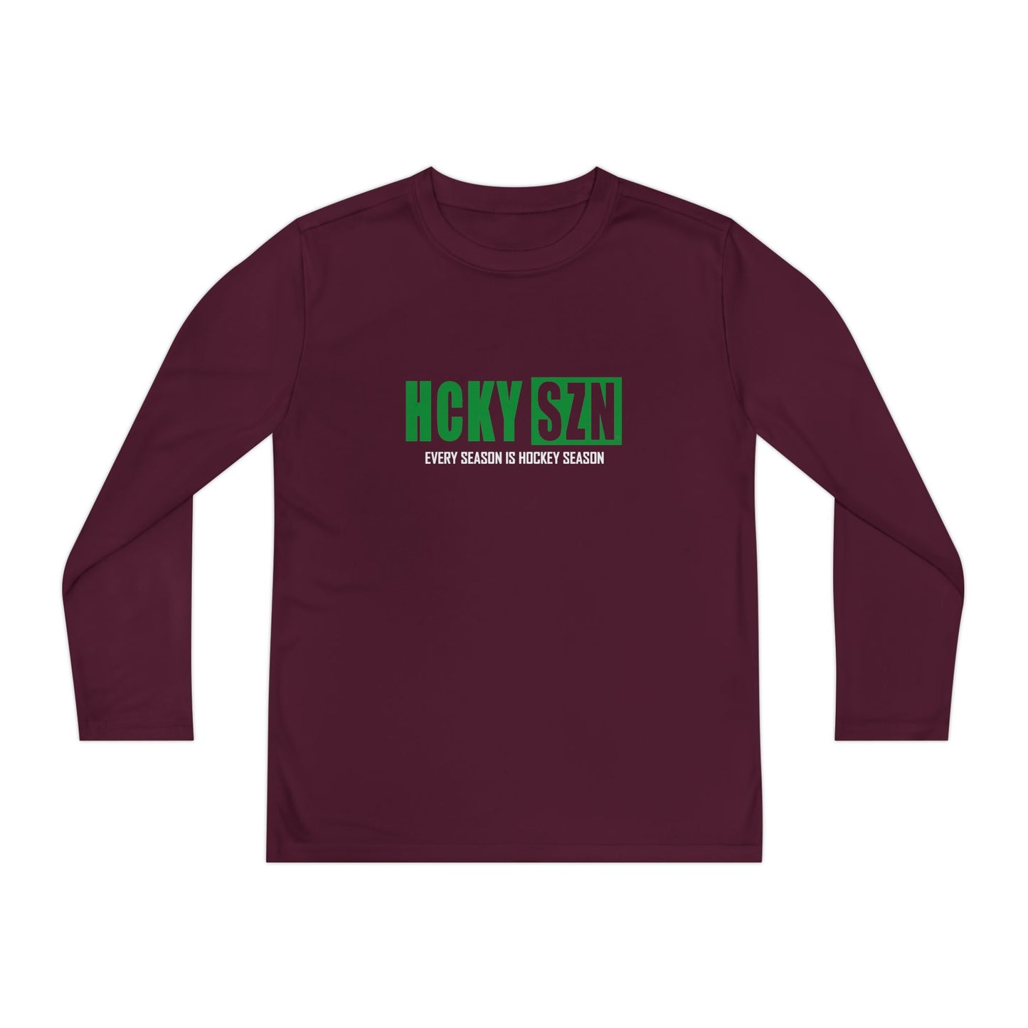 Every Season is HCKY SZN Youth Competitor Long Sleeve Tee (Green Logo) - Various Colors