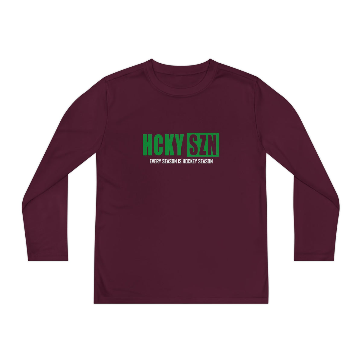 Every Season is HCKY SZN Youth Competitor Long Sleeve Tee (Green Logo) - Various Colors
