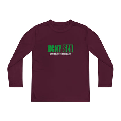 Every Season is HCKY SZN Youth Competitor Long Sleeve Tee (Green Logo) - Various Colors