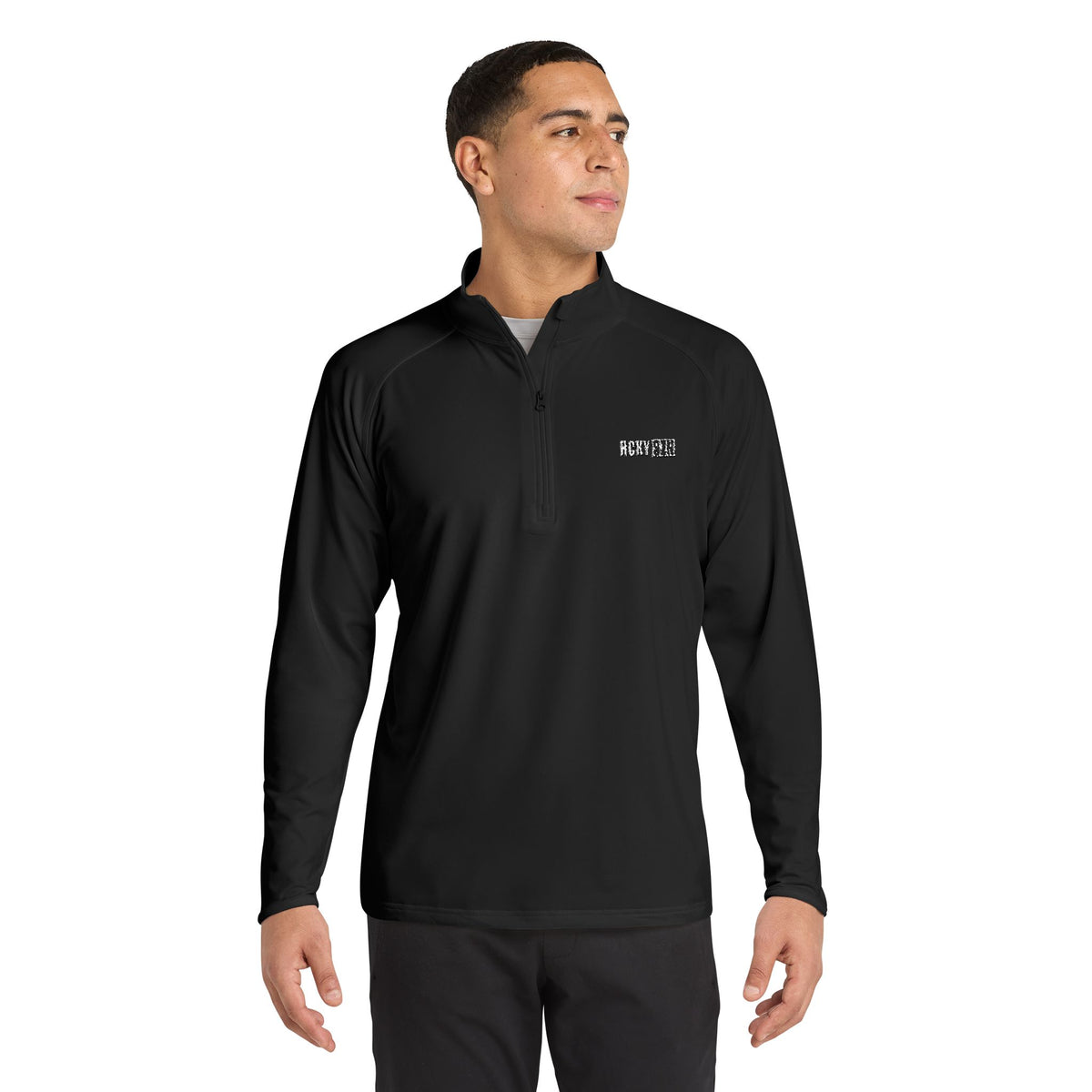 HCKY SZN Embroidered Quarter-Zip Pullover (Black/White)
