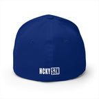 Upside Down HCKY SZN Embroidered Flex Fit Hat (Royal/White)