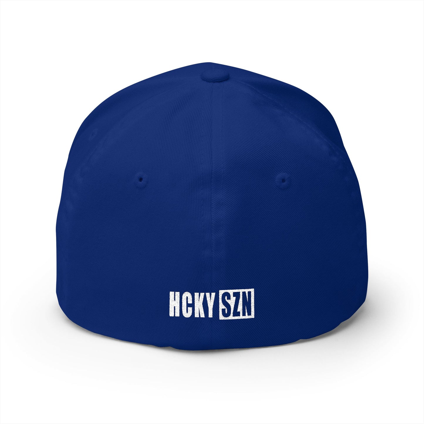Upside Down HCKY SZN Embroidered Flex Fit Hat (Royal/White)