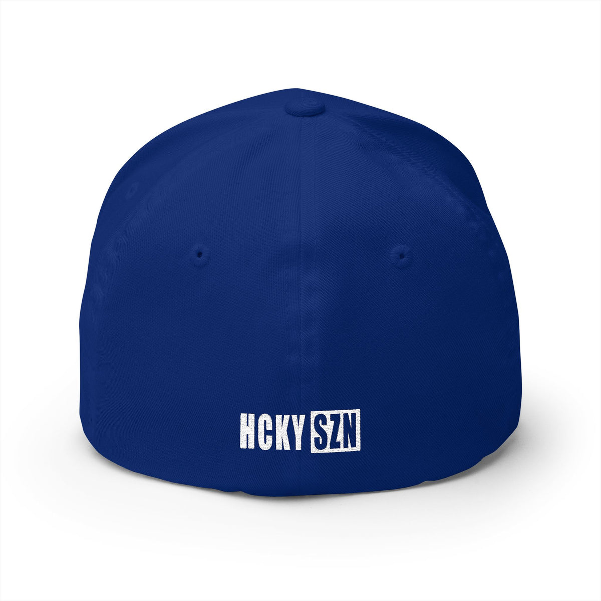 Upside Down HCKY SZN Embroidered Flex Fit Hat (Royal/White)