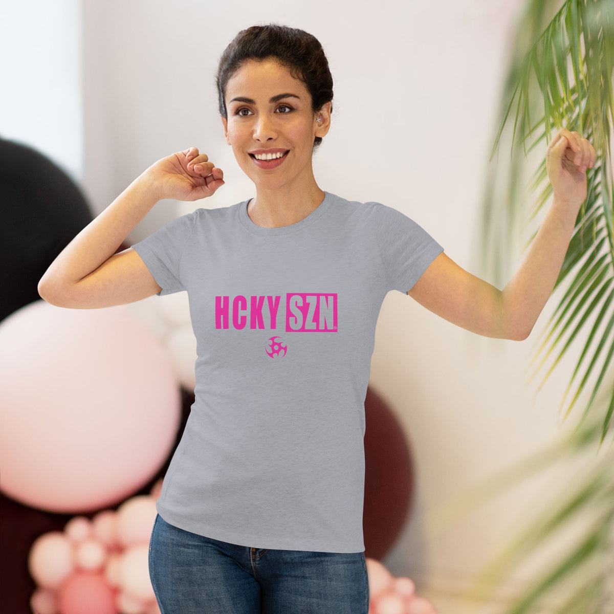 Women’s Hockey Vibe Triblend Tee (Hot Pink Logo)