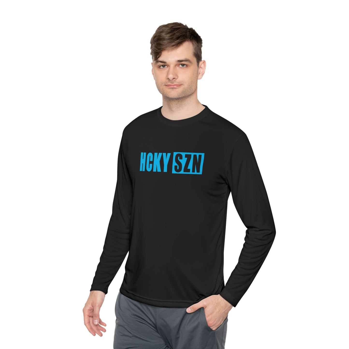 HCKY SZN Performance Long Sleeve Tee (Sky Blue Logo) - Various Colors
