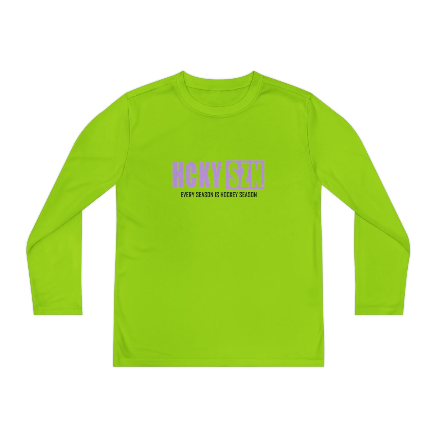 Every Season is HCKY SZN Youth Competitor Long Sleeve Tee (Lavender Logo) - Various Colors