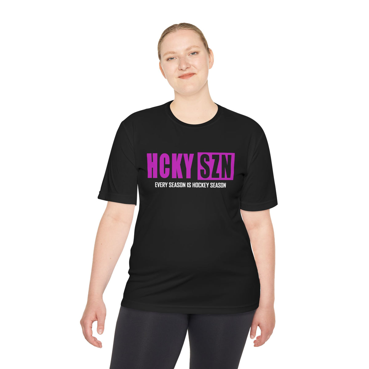 HCKYSZN (Every Season) Adult Performance Tee - Black/Fuchsia/White