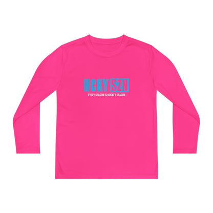 Every Season is HCKY SZN Youth Competitor Long Sleeve Tee (Sky Blue Logo) - Various Colors