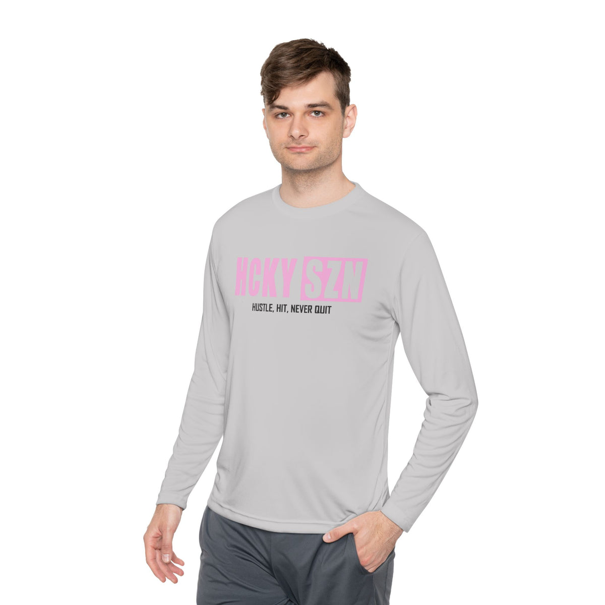 HCKYSZN (Hustle Hit) Adult Performance Tee - Silver/Pink/Black