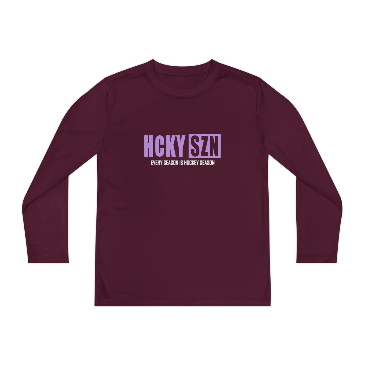 Every Season is HCKY SZN Youth Competitor Long Sleeve Tee (Lavender Logo) - Various Colors