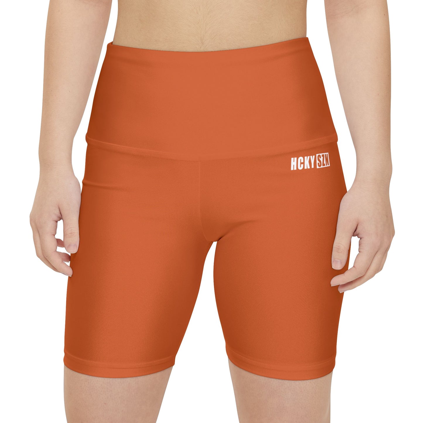 HKY SZN High Waisted Workout Shorts (Copper Orange)