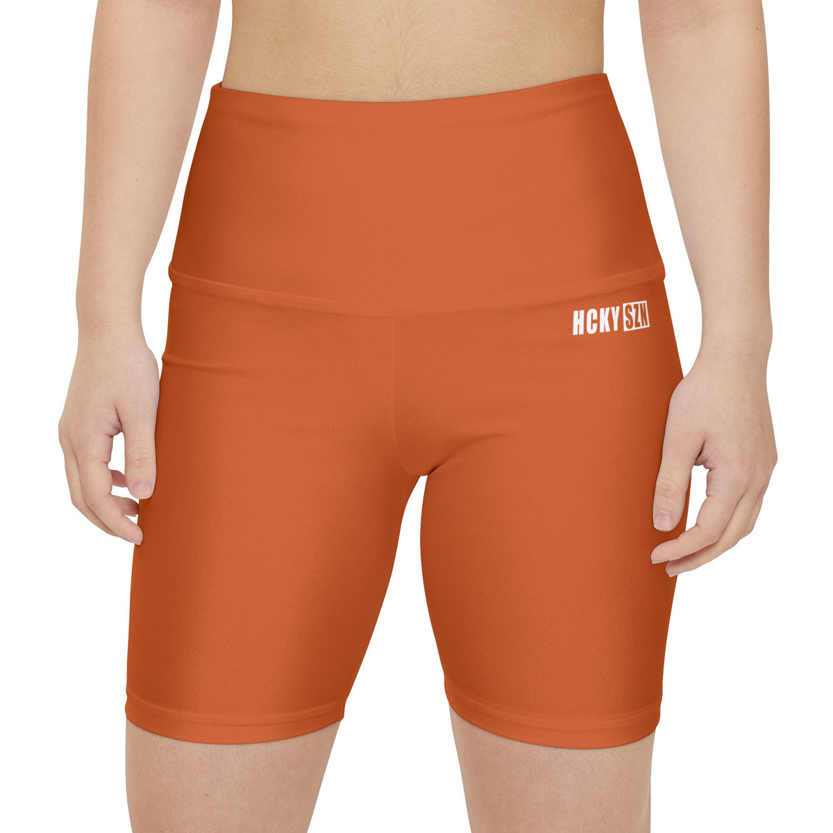 HKY SZN High Waisted Workout Shorts (Copper Orange)