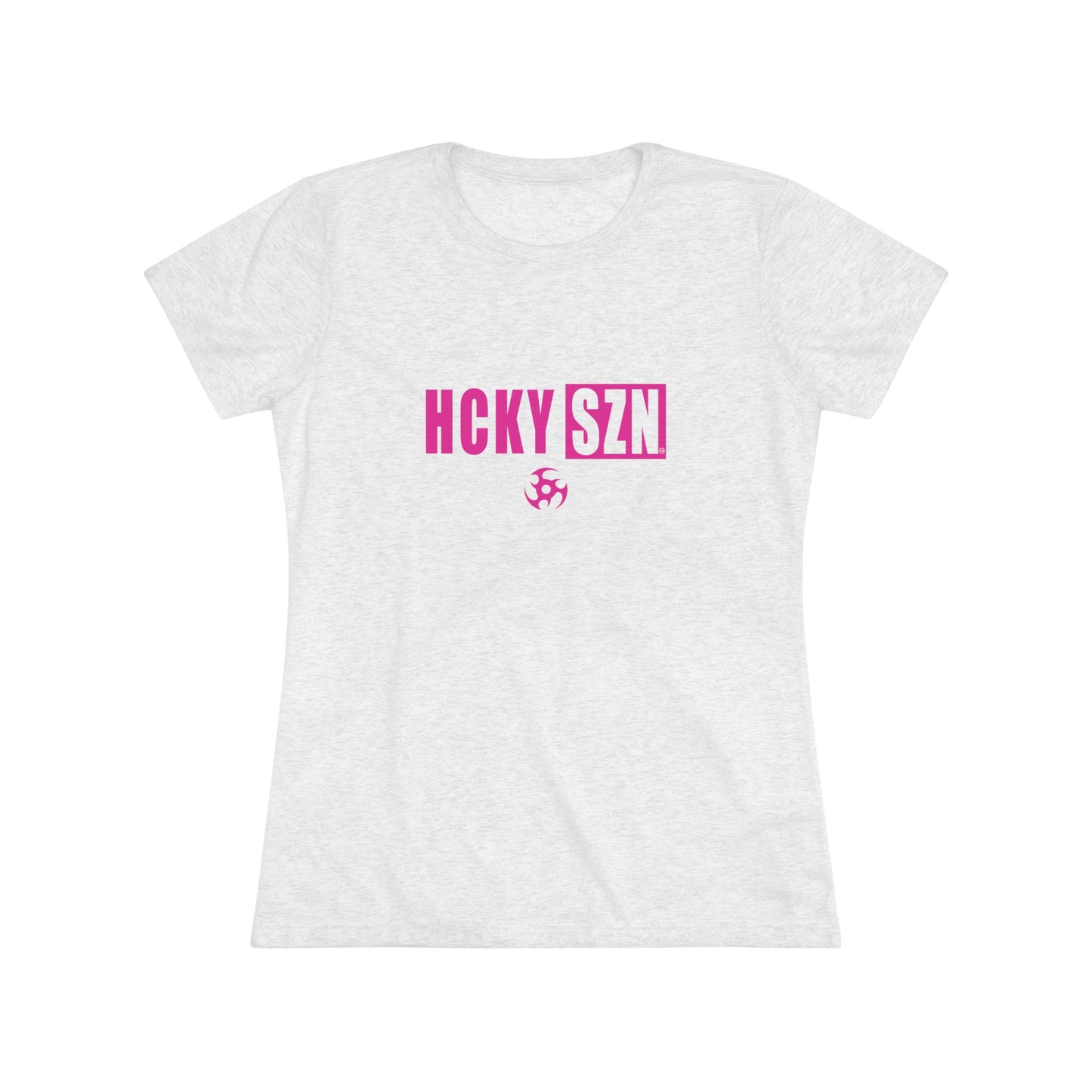 Women’s Hockey Vibe Triblend Tee (Hot Pink Logo)