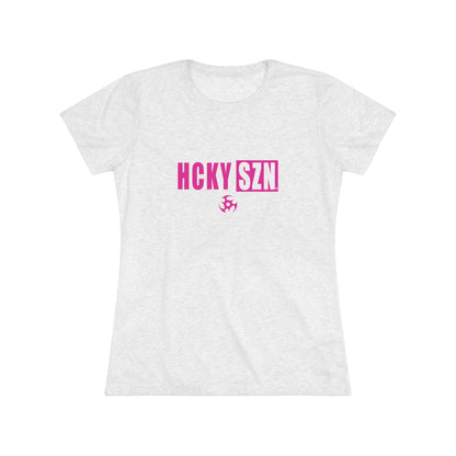 Women’s Hockey Vibe Triblend Tee (Hot Pink Logo)